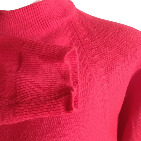 Women's 38 Sweater Large Vintage Red Mock Neck Long Sleeve Acrylic Zipback 70's - Picture 3 of 6